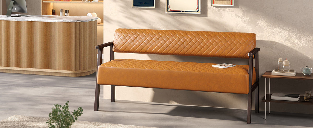 Belden Diamond-Quilted Faux Leather Bench