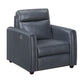 Ardley power reclining sofa, loveseat and chair set in navy faux leather