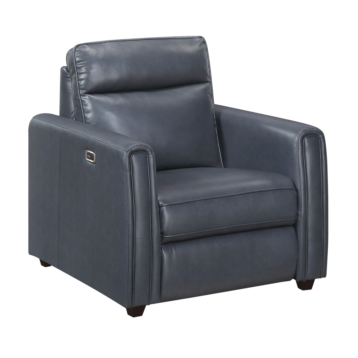 Ardley power reclining sofa, loveseat and chair set in navy faux leather