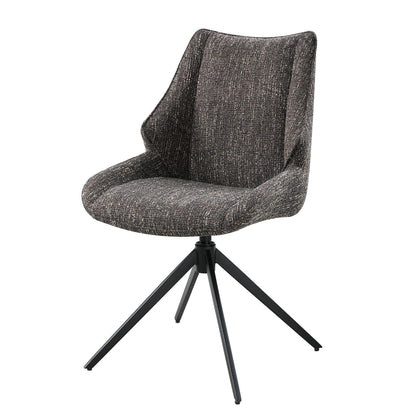 Malika Brown Gray Chenille Swivel Side Chair – 35"H 360-Degree Chairs (Set of 2)