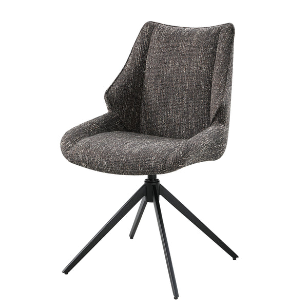 Malika Brown Gray Chenille Swivel Side Chair – 35