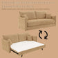 Cadie Mocha Chenille Sleeper Sofa – 84” Convertible Sofa Bed with 2 Pillows showcasing transformation from sofa to bed.
