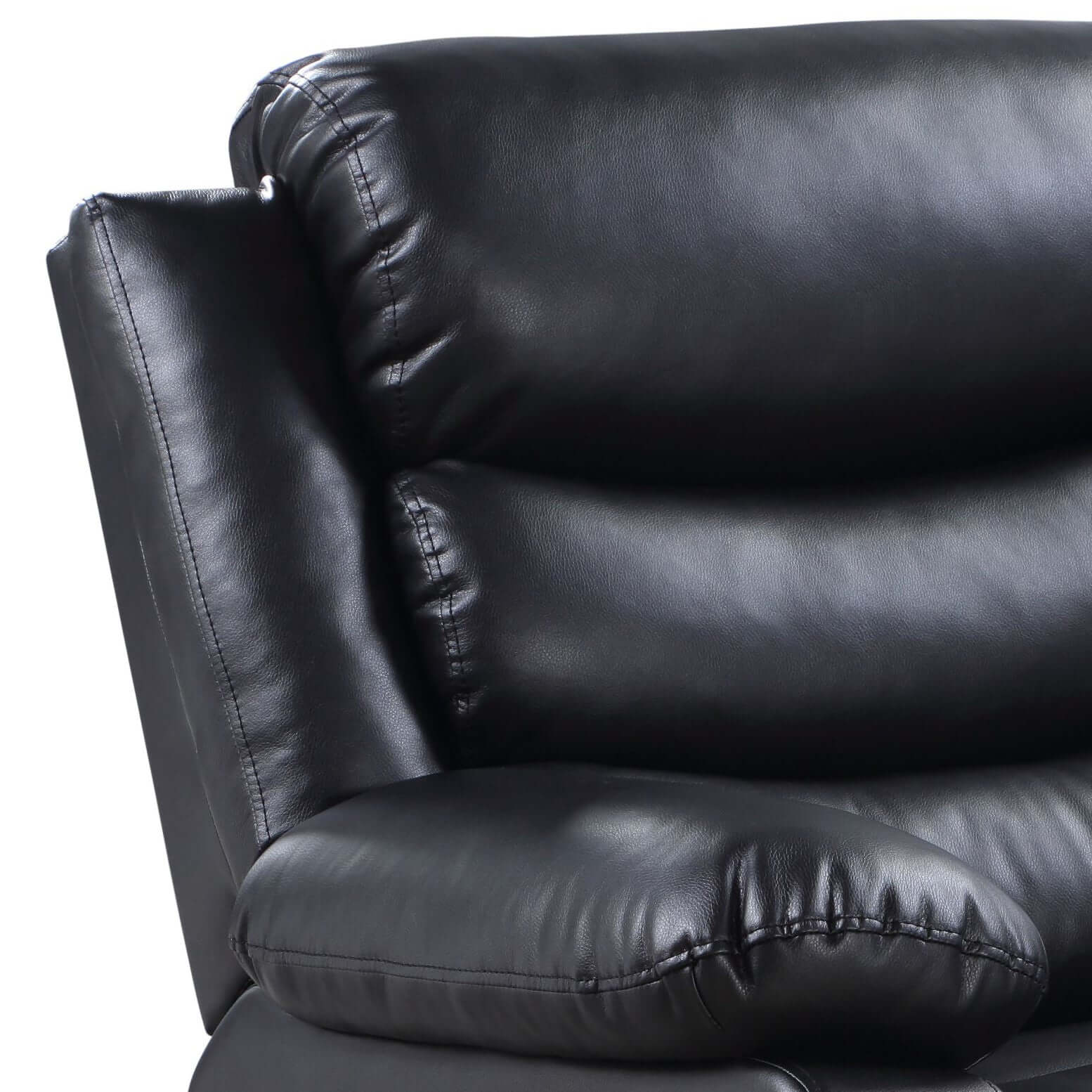 Close-up of the Eilbra PU Leather Power Motion Recliner (2 Color Options) showcasing plush cushioning and sleek faux leather.