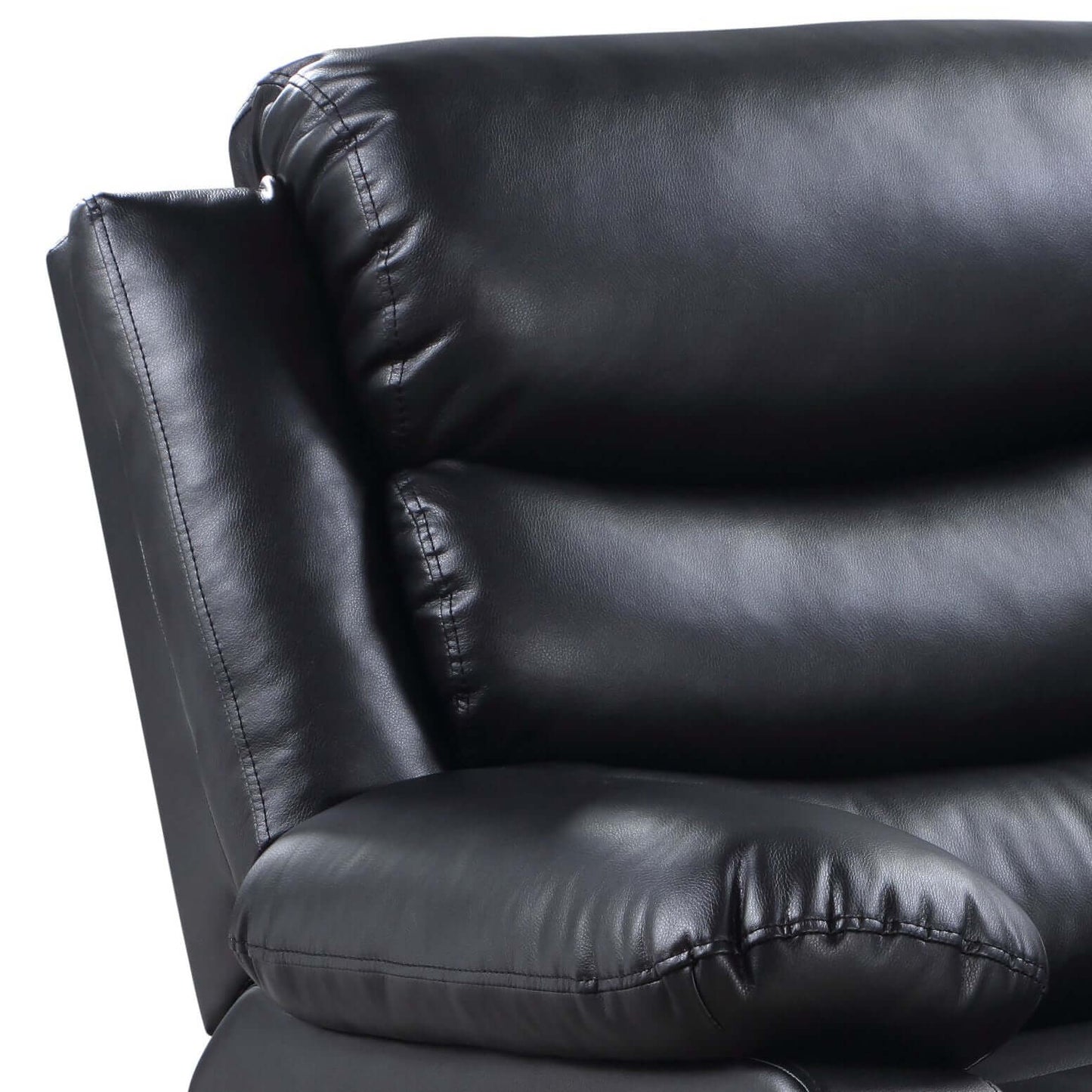 Close-up of the Eilbra PU Leather Power Motion Recliner (2 Color Options) showcasing plush cushioning and sleek faux leather.