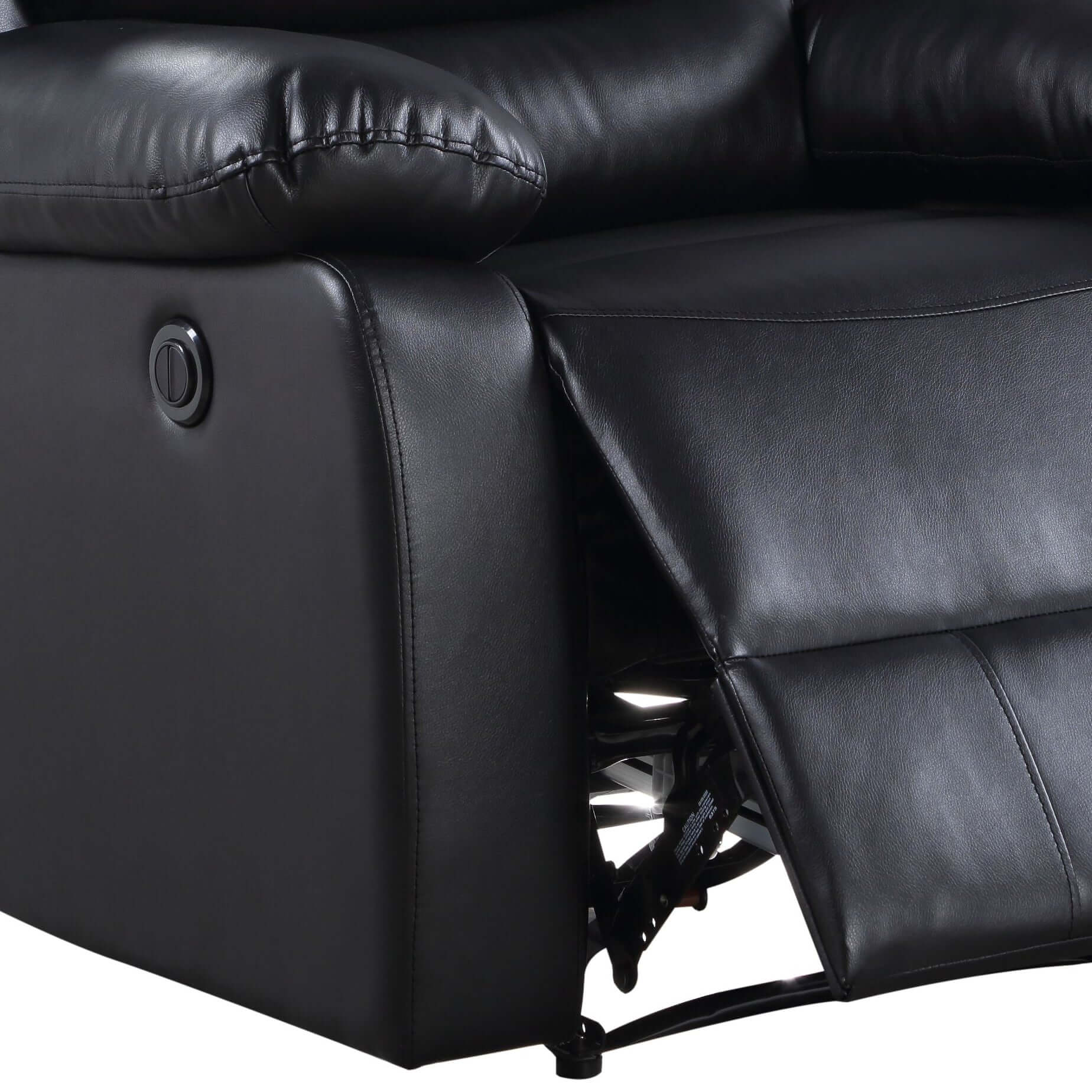 Eilbra PU Leather Power Motion Recliner (2 Color Options) side view showcasing recliner mechanism and faux leather details.