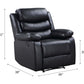Eilbra PU Leather Power Motion Recliner (2 Color Options) – Black faux leather recliner with dimensions for modern comfort.