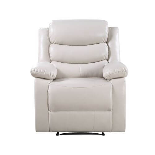 Eilbra PU Leather Power Motion Recliner (2 Color Options) in light beige color, featuring plush cushioning and modern design.