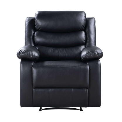 Eilbra PU Leather Power Motion Recliner (2 Color Options) in sleek black faux leather, designed for modern comfort.