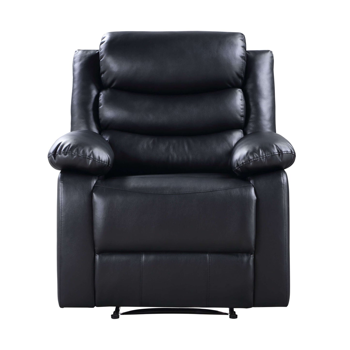 Eilbra PU Leather Power Motion Recliner (2 Color Options) in sleek black faux leather, designed for modern comfort.