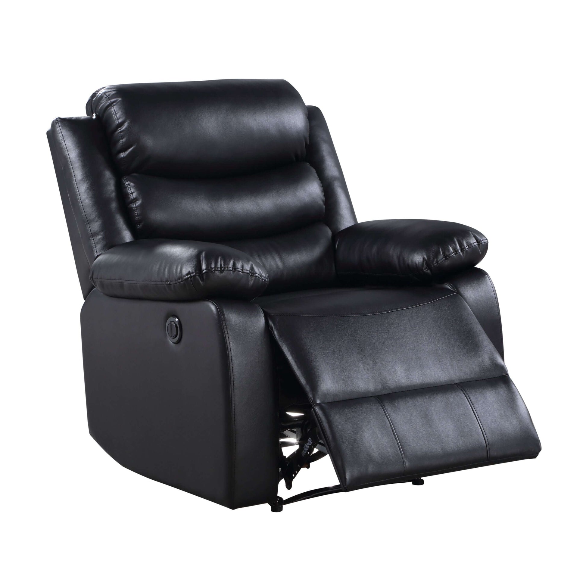 Eilbra PU Leather Power Motion Recliner (2 Color Options) in black with reclining feature and plush cushioning.