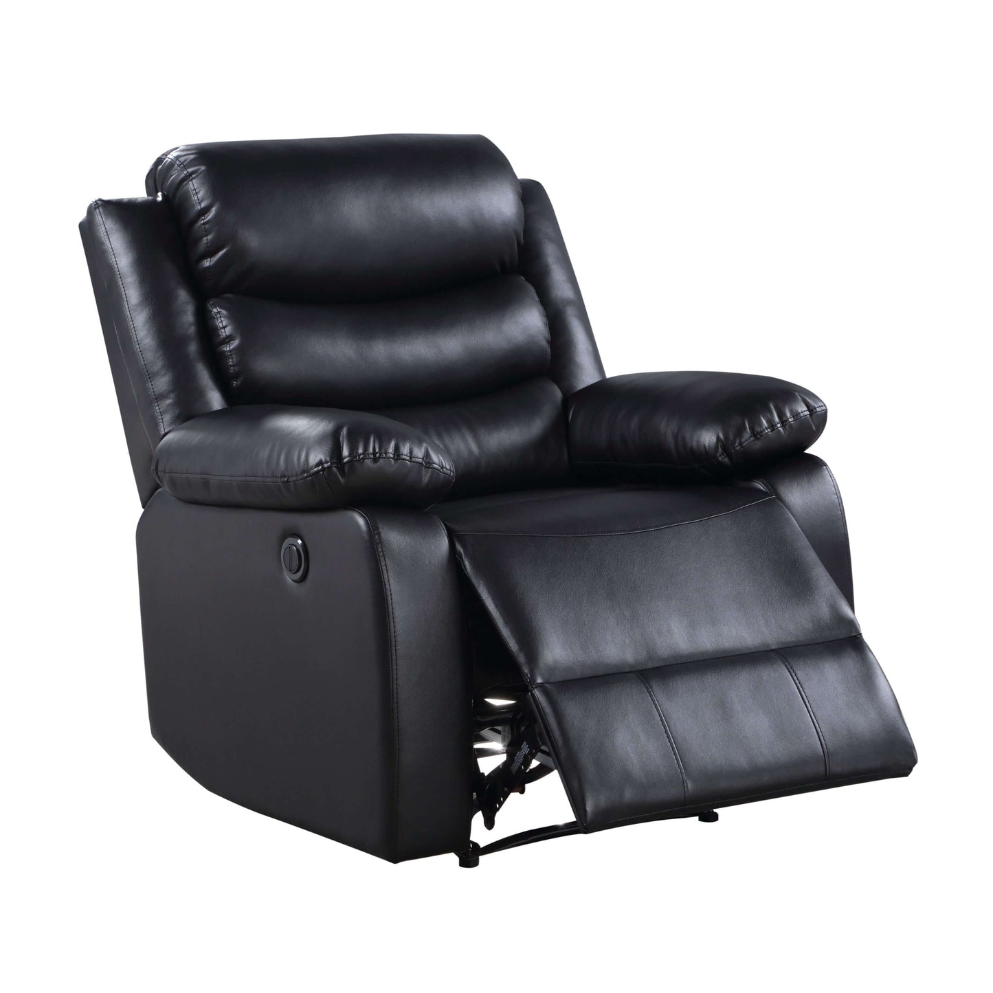 Eilbra PU Leather Power Motion Recliner (2 Color Options) in black with reclining feature and plush cushioning.