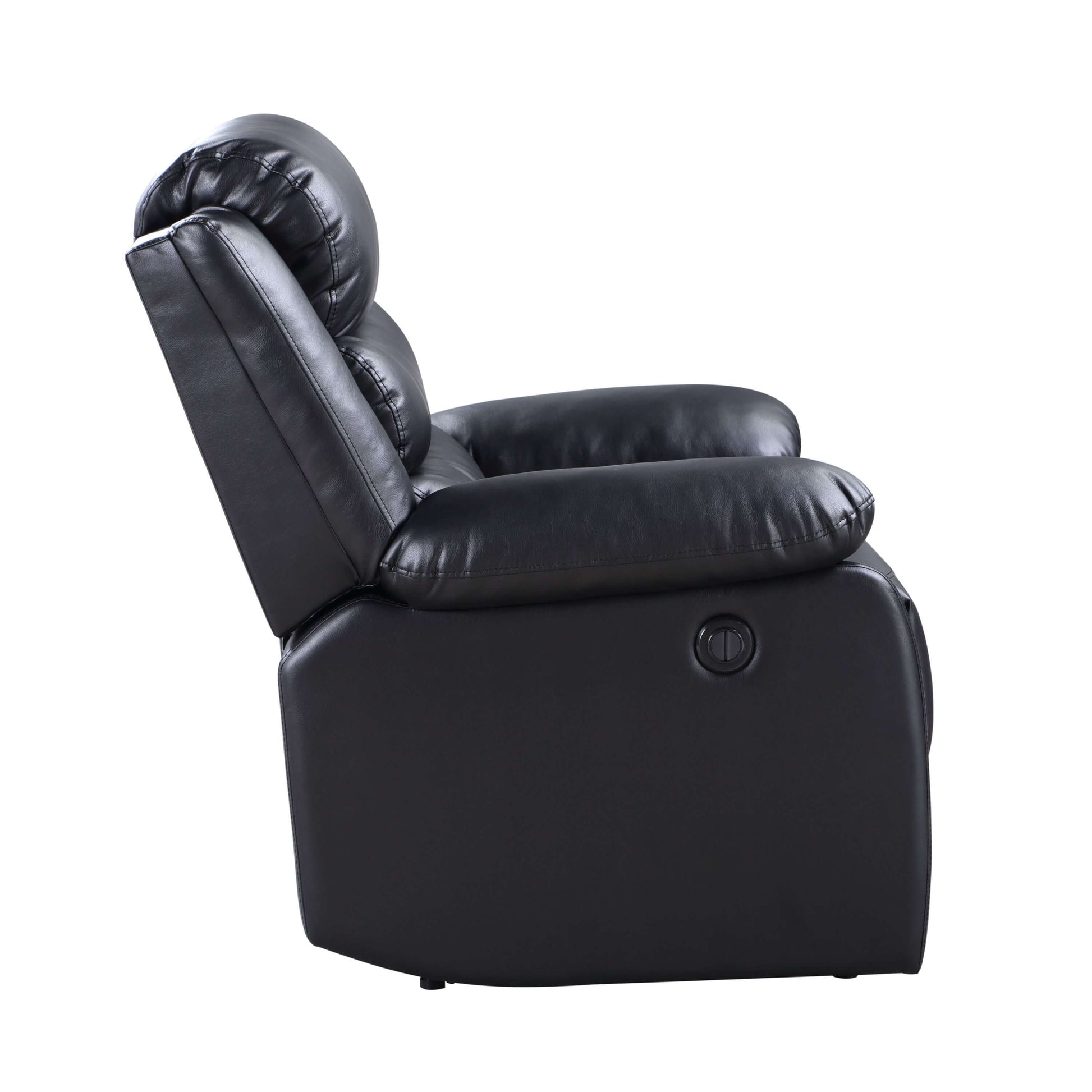 Eilbra PU Leather Power Motion Recliner (2 Color Options) side view showcasing plush cushioning and sleek design.