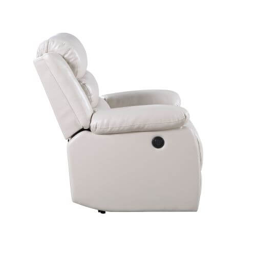 Eilbra PU Leather Power Motion Recliner (2 Color Options) side view showcasing plush cushioning and modern design.