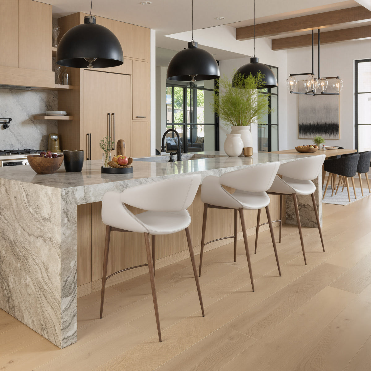 Limay Beige & Walnut Counter Stool