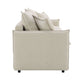 Elisea Fabric Sleeper Sectional – 81” Beige Pull-Out Sofa Bed with Storage, back view showcasing soft beige upholstery.