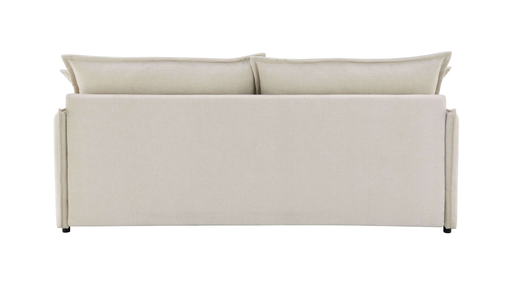 Elisea Fabric Sleeper Sectional – 81” Beige Pull-Out Sofa Bed with Storage, back view showcasing soft fabric and plush cushions.