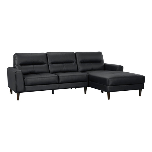 Elowen Black Leather Sectional Sofa – 96" L-Shaped Sectional Sofa