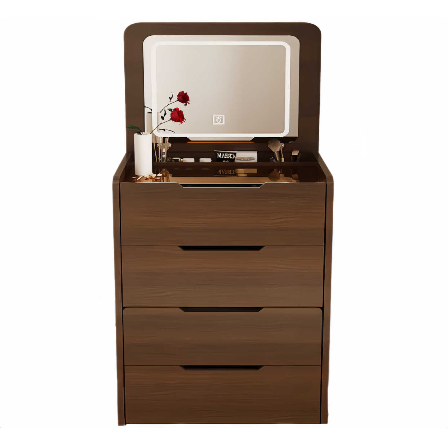 Elowyn Walnut MDF & Glass Vanity Table