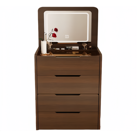 Elowyn Walnut MDF & Glass Vanity Table