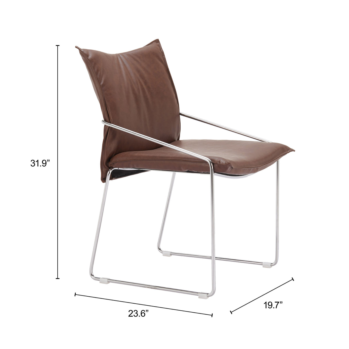 Pola Dining Chair (Set of 2) in Brown