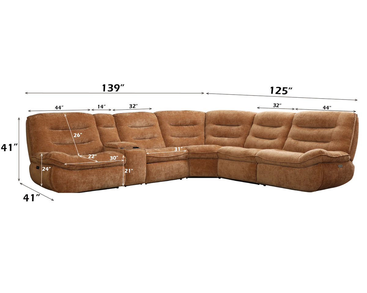 Emmy Orange Chenille Sectional Sofa – 125"W Sectional Sofa – view 9