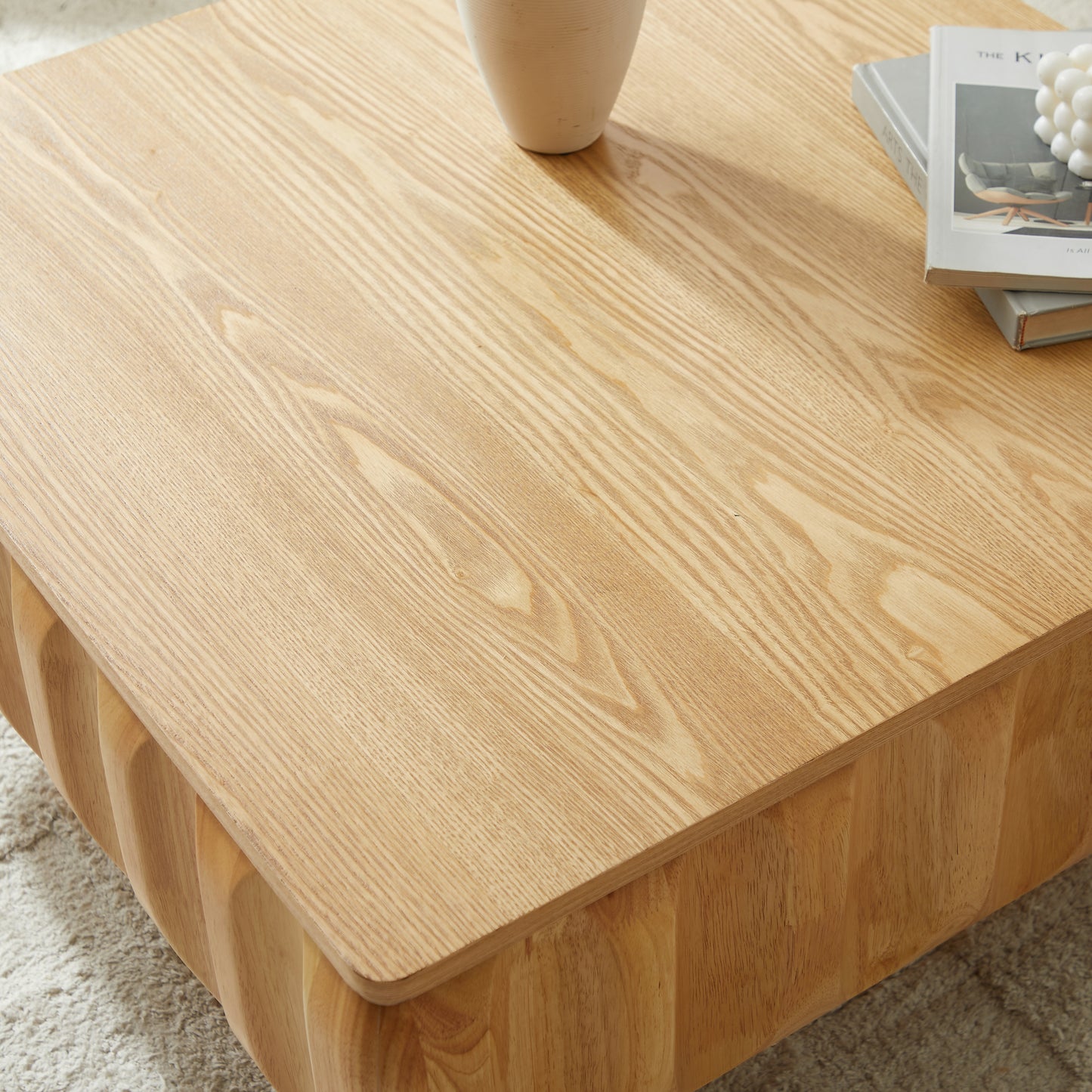 Emory Natural Ash Lift-Top Coffee Table – 31" Square Storage Table – view 6