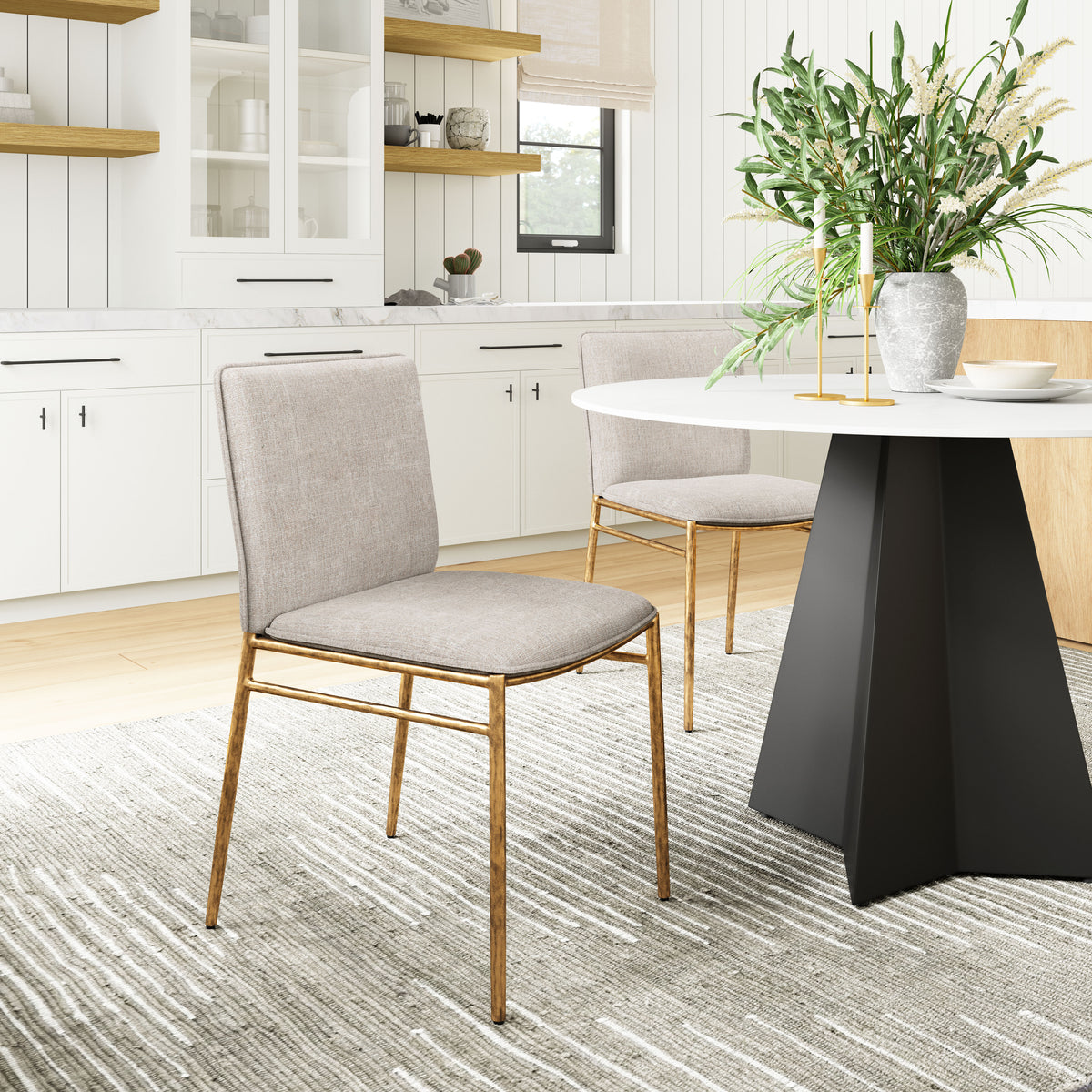 Nordvest Beige & Gold Dining Chair