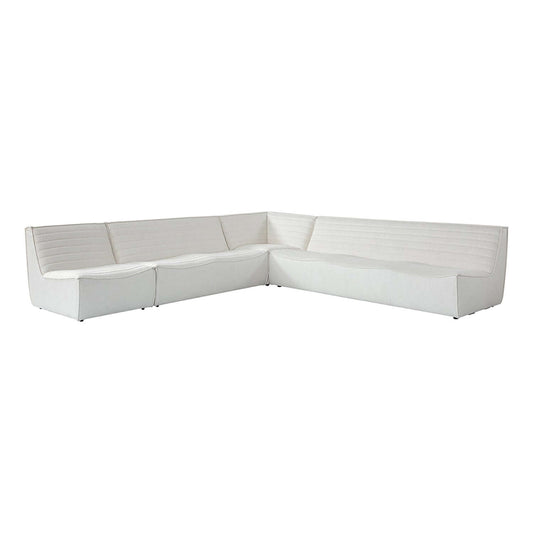 Evelyn Harmony Fabric Corner Sofa Sectional in white, featuring a modern design and comfortable seating for living spaces.