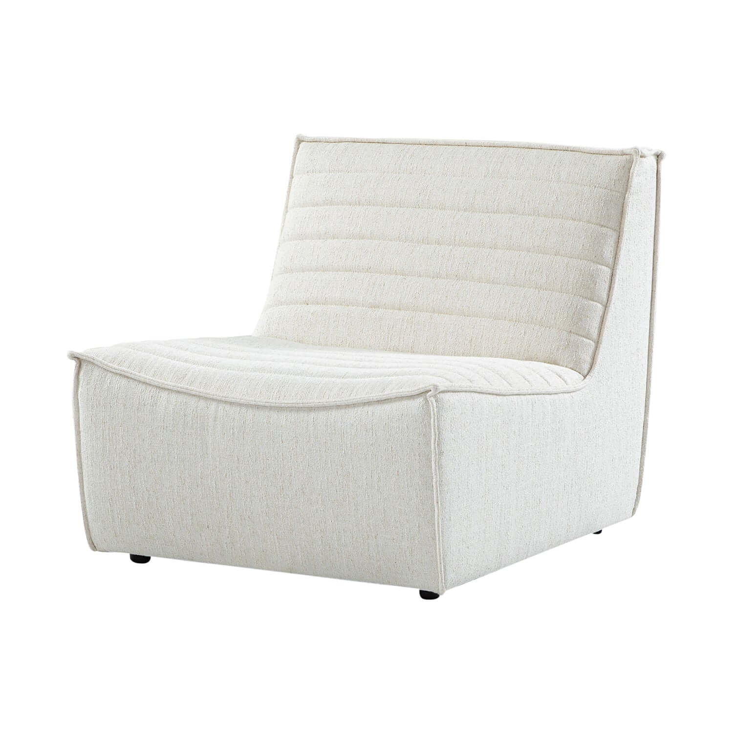 Evelyn Harmony fabric corner sectional chair in soft beige with ribbed backrest, ideal for modern living spaces.