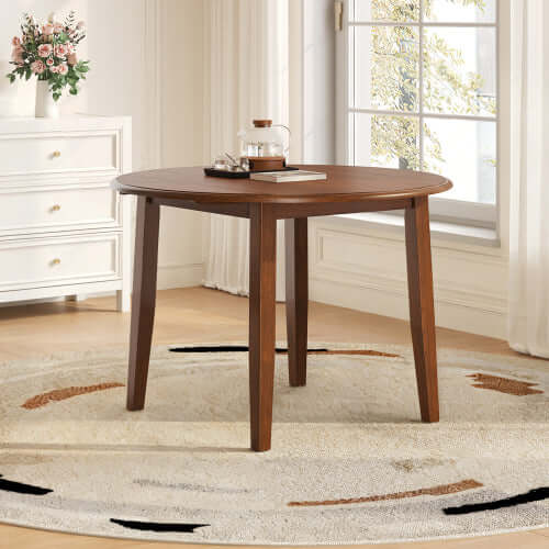 Extendable Round Folding Dining Table – Space-Saving Wood Table for 2–4 People
