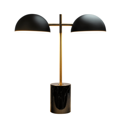 Hattie Black Faux Marble & Gold Double Table Lamp – 22" Half-Dome Lamp