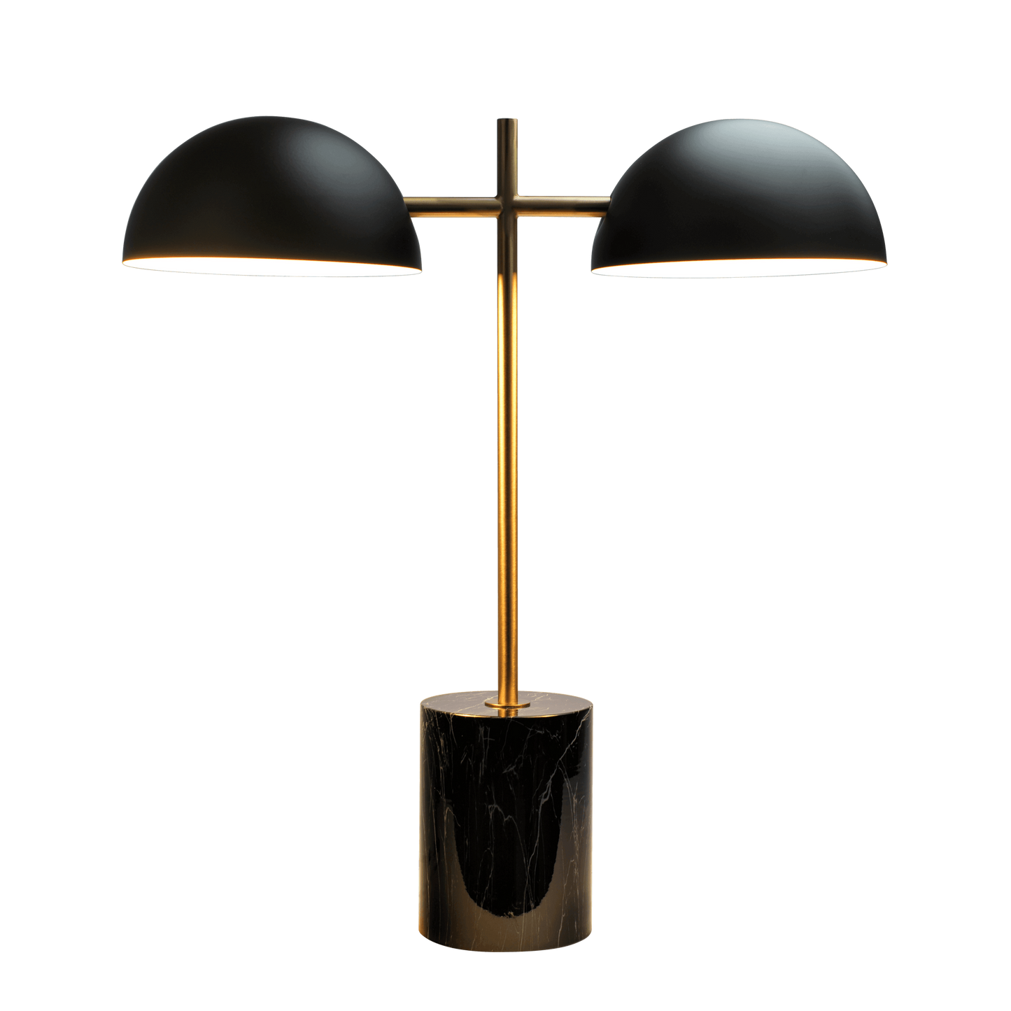 Hattie Black Faux Marble & Gold Double Table Lamp – 22" Half-Dome Lamp