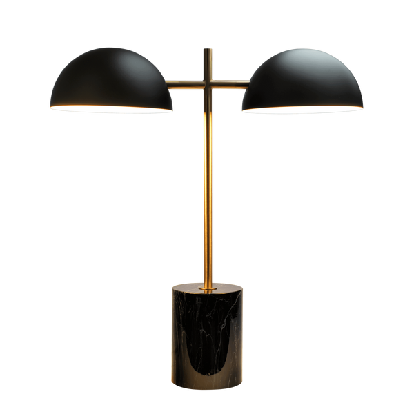 Hattie Black Faux Marble & Gold Double Table Lamp – 22