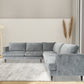 Silver Velvet L-Shaped Corner Sofa Sectional 110'