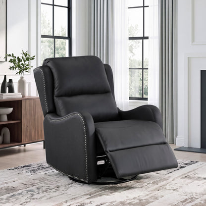 Alaric Leather Glider Recliner in Black
