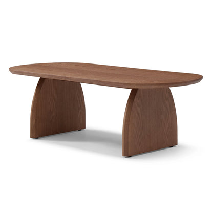 Wilder Walnut Brown Oval Coffee Table – 47.2" Mid-Century Wood Veneer Table