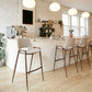 Desi Barstool (Set of 2) in Beige & Walnut