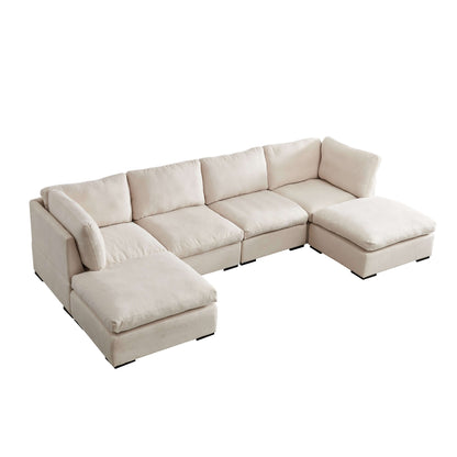 Modern Modular U-Shape Dual Chaise Sofa Sectional 129'