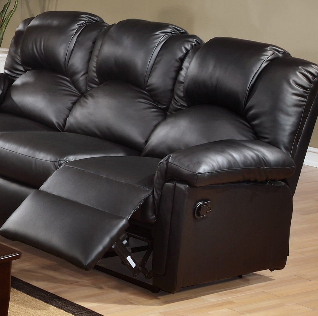 Brennan Black Bonded Leather Reclining Sofa