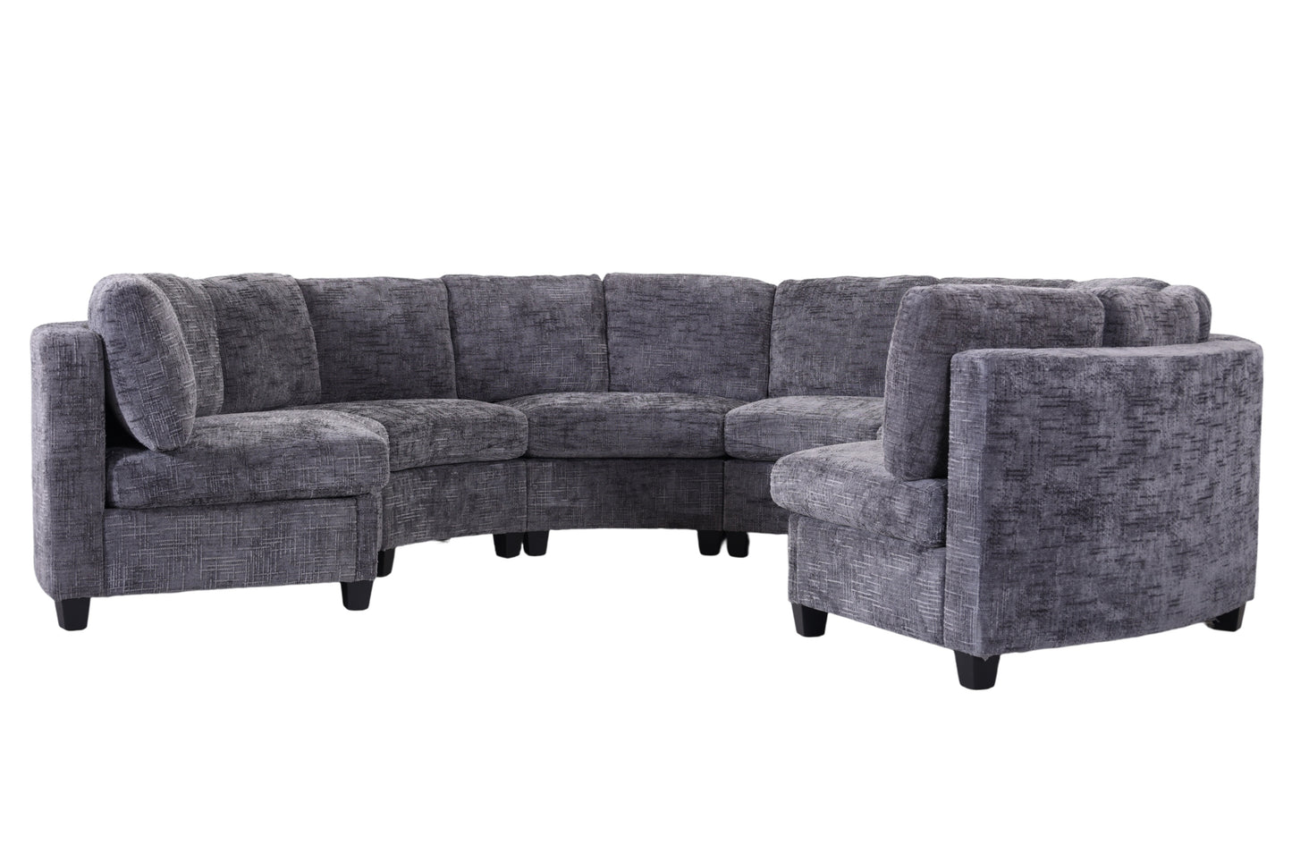 Harlan Curved Modular Sectional Sofa – Chenille, Solid Wood Frame, 4 Colors - Dark Gray (12)