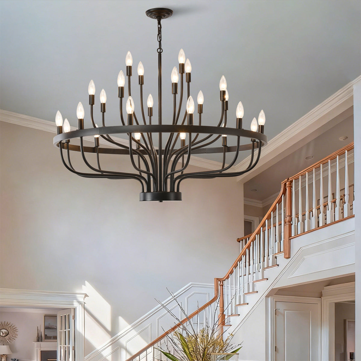 Daxton Black Iron 24-Light Chandelier 39.3 inch