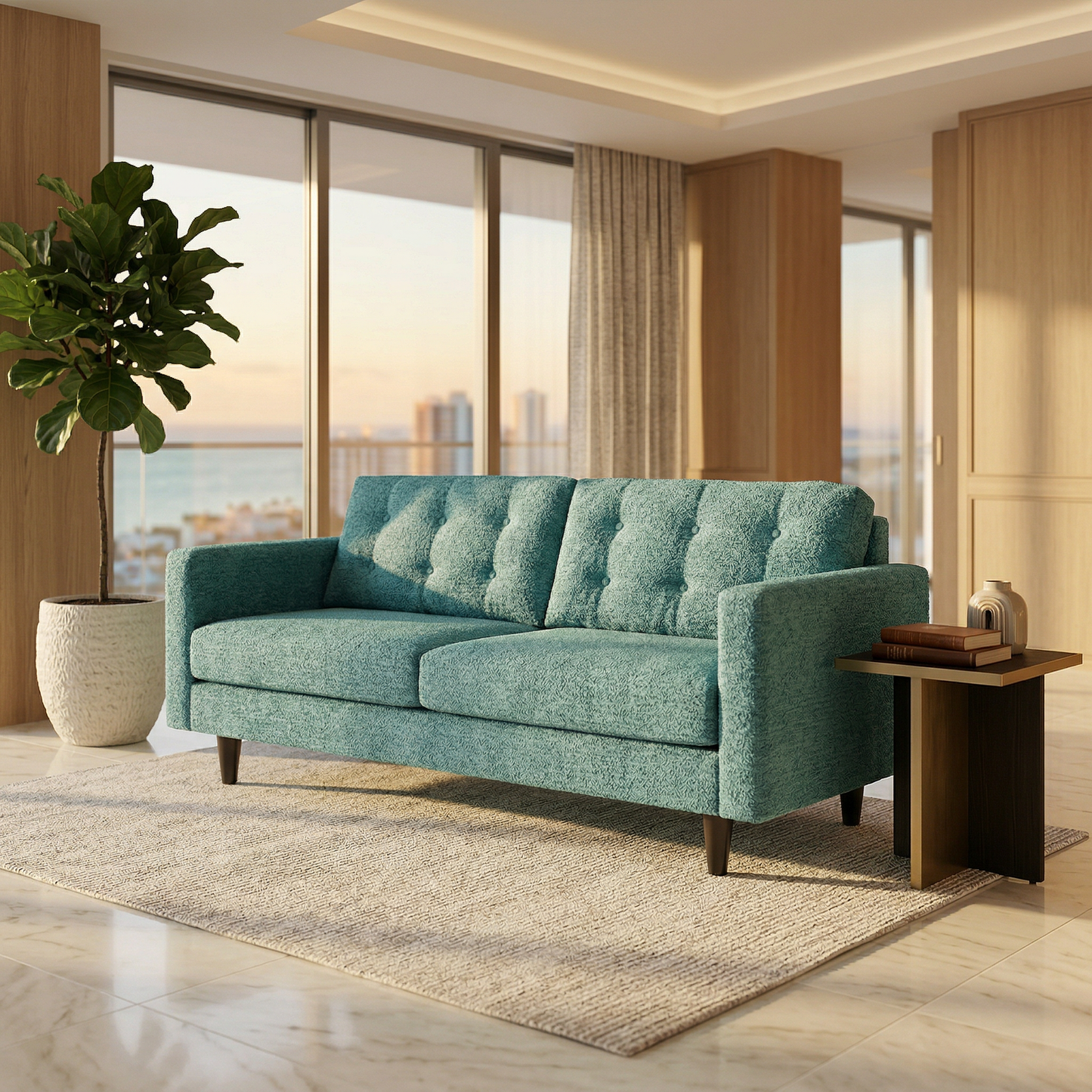 Talmadge Velvet Sofa – 92" Classic American Sofa - Hepburn Emerald - Fabric (1)