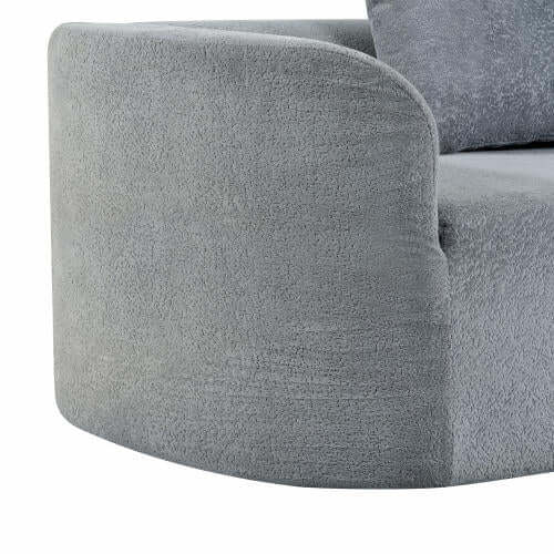 Modern Low Profile Modular Curved Foam Sofa 116' (4 Colors) grey fabric close-up showcasing its curved design.
