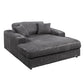 Oversized Gray Corduroy Deep Seat Chaise Lounge with Cup Holder &amp; 2 Pillows – Modern Comfy Accent Chair