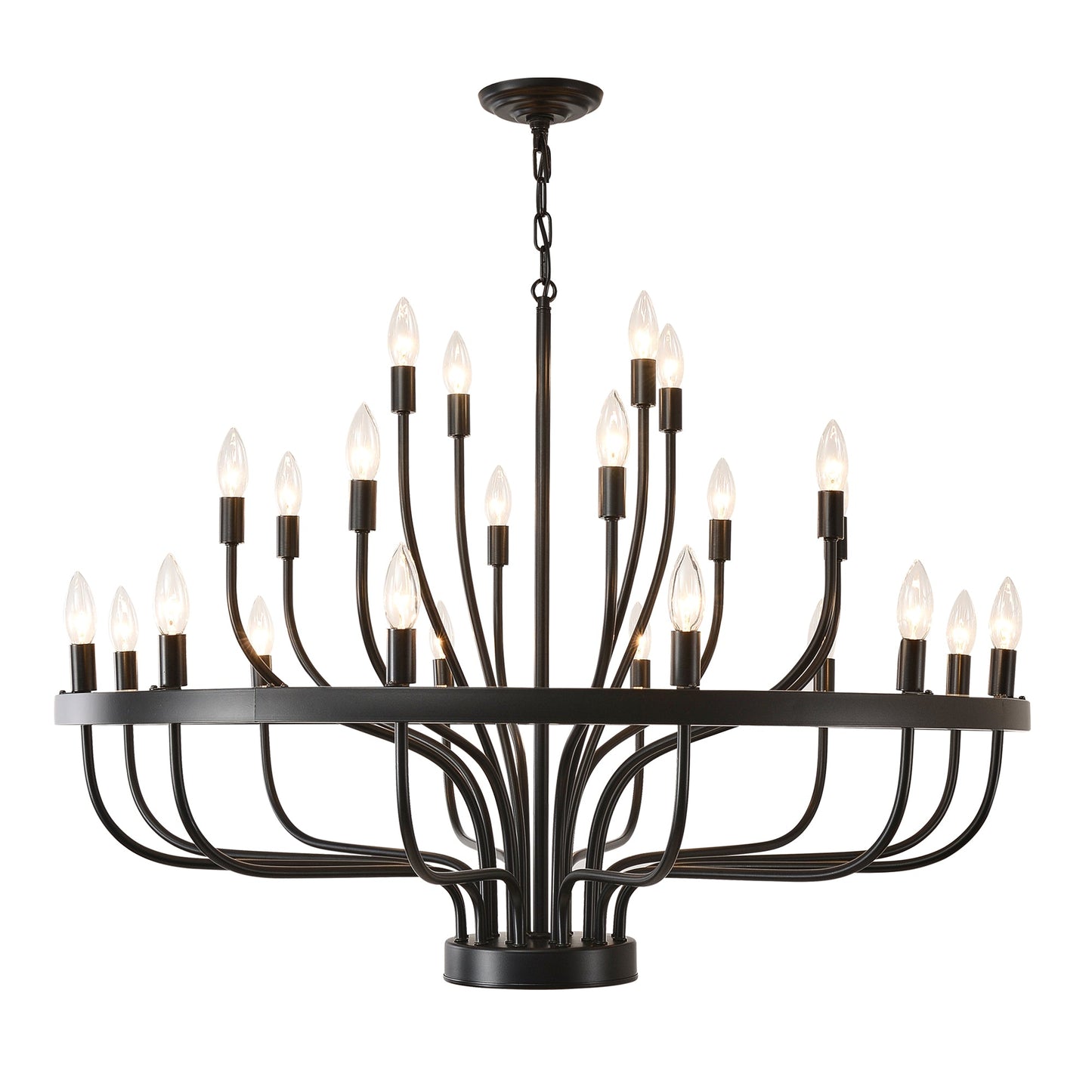 Daxton Black Iron 24-Light Chandelier 39.3 inch