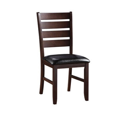 Urbana Black Synthetic Leather & Cherry Finish Side Chairs – Set of 2 Dining Chairs