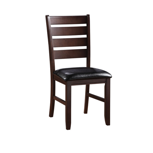 Urbana Black Synthetic Leather & Cherry Finish Side Chairs – Set of 2 Dining Chairs