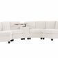 Faelan Chenille Curved Modular Sectional Sofa – 8-Seat Storage Console Couch - Beige (15)