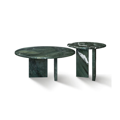 Diamond Green Natural Marble Coffee Table Set, Minimalist Living Room Centerpiece, Genuine Real Marble with Metal Base