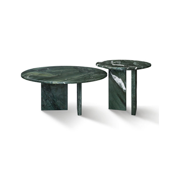 Diamond Green Natural Marble Coffee Table Set, Minimalist Living Room Centerpiece, Genuine Real Marble with Metal Base